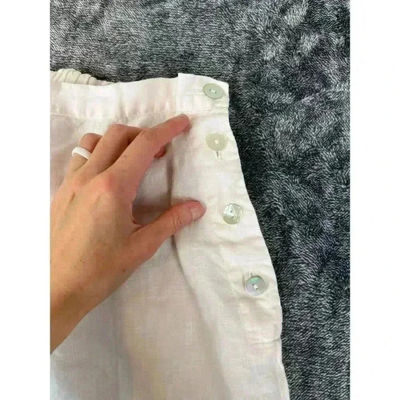 Bryn Walker Linen Pants Wide Leg Pull On Buttons Light Pink Size M Made In USA - Picture 4 of 14